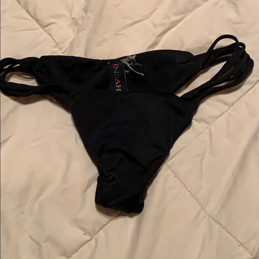 Indah Black Brazilian Strappy Bikini Bottom